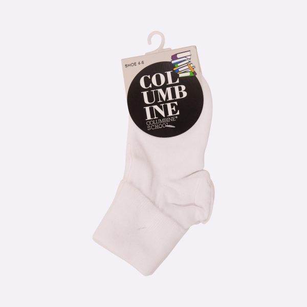 White Ribbed Turn Over Top Socks: 3-pair pack